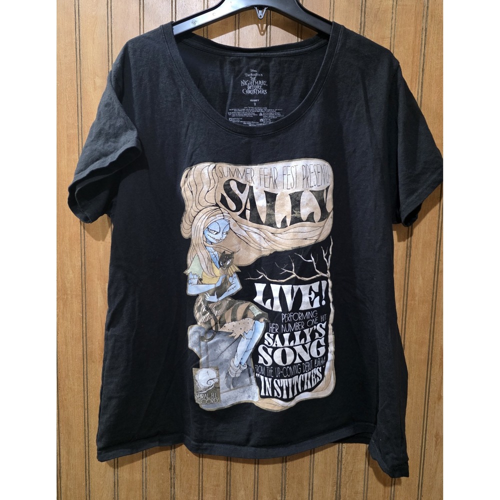 Nightmare Before Christmas T-Shirt Women Sz 2X Black Sally Concert Short Sleeve